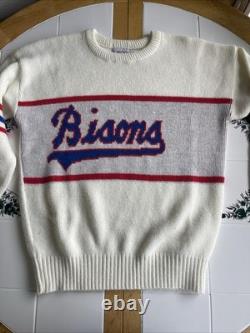 Vintage Buffalo Bisons Sweater S Cliff Engle 1984 Minor League Baseball Cream