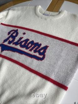Vintage Buffalo Bisons Sweater S Cliff Engle 1984 Minor League Baseball Cream