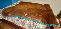 Vintage Buffalo Hide Rug Winter Coat Tanned Bison Blanket USA Made Manufactured