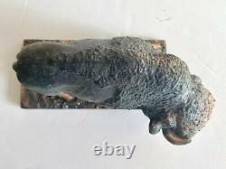 Vintage Cast Metal American Buffalo Bison Figure Henry Van Wolf Figure Statue