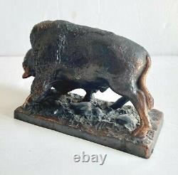 Vintage Cast Metal American Buffalo Bison Figure Henry Van Wolf Figure Statue