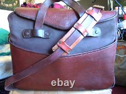 Vintage Coronado Leather/ Canvas Brown Briefcase/Messenger Bag Bison Leather