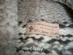 Vintage Cowichan Bison Buffalo Knit Thick Shawl Cardigan Sweater Mens Size Large