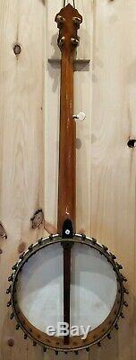 Vintage George Washburn 5 String Open Back Banjo 19 Fret 11 Pot Bison Inlay