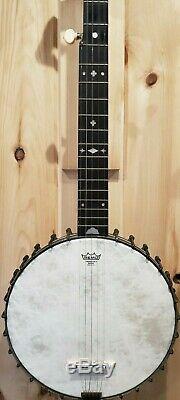 Vintage George Washburn 5 String Open Back Banjo 19 Fret 11 Pot Bison Inlay