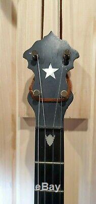 Vintage George Washburn 5 String Open Back Banjo 19 Fret 11 Pot Bison Inlay