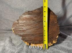 Vintage Hand Carved 11 Inch Tall Dark Wooden Buffalo Statue