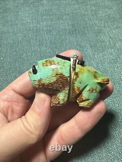 Vintage Joseph Begay Carved Turquoise Buffalo Bison Fetish Figurine