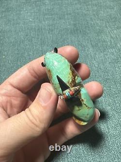 Vintage Joseph Begay Carved Turquoise Buffalo Bison Fetish Figurine