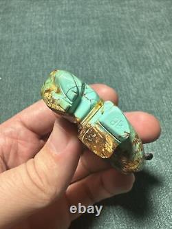 Vintage Joseph Begay Carved Turquoise Buffalo Bison Fetish Figurine