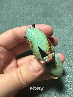 Vintage Joseph Begay Carved Turquoise Buffalo Bison Fetish Figurine