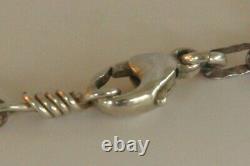 Vintage Lulu Bug Sterling Silver Laura Mears Bison Pendant Necklace Chain Signed