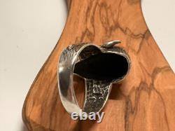 Vintage Mens Southwestern Buffalo Bison Sterling Silver Ring Size 11.5 Signed SB