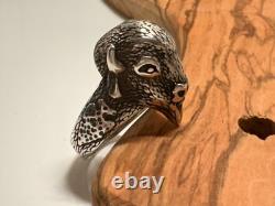Vintage Mens Southwestern Buffalo Bison Sterling Silver Ring Size 11.5 Signed SB