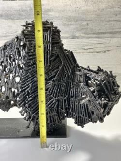 Vintage Mid-Century Brutalist Abstract Metal Bison Sculpture