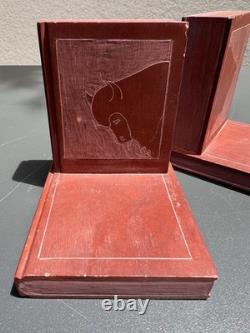 Vintage Native American Hand Carved Pipestone Buffalo Bison Bookends Book Motif