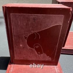 Vintage Native American Hand Carved Pipestone Buffalo Bison Bookends Book Motif