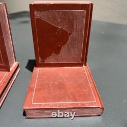 Vintage Native American Hand Carved Pipestone Buffalo Bison Bookends Book Motif