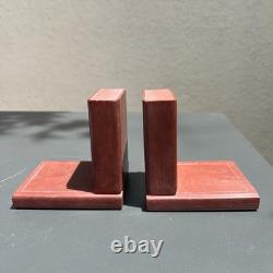 Vintage Native American Hand Carved Pipestone Buffalo Bison Bookends Book Motif