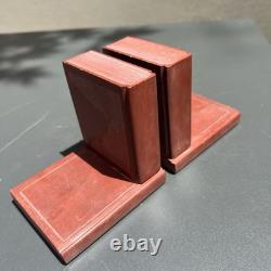 Vintage Native American Hand Carved Pipestone Buffalo Bison Bookends Book Motif