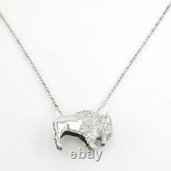 Vintage Native American Sterling Silver Bison Necklace