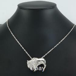 Vintage Native American Sterling Silver Bison Necklace