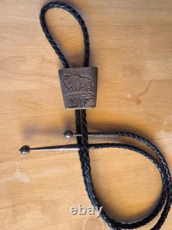 Vintage Navajo Bison Bolo Tie Sterling Silver Signed by Garrison Boyd
