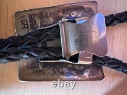 Vintage Navajo Bison Bolo Tie Sterling Silver Signed by Garrison Boyd