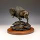 Vintage Patinated Bronze American Buffalo Bison Figure Signed C. F