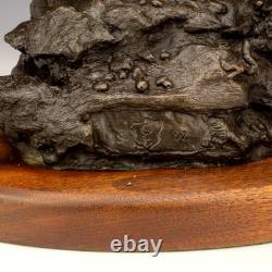 Vintage Patinated Bronze American Buffalo Bison Figure Signed C. F