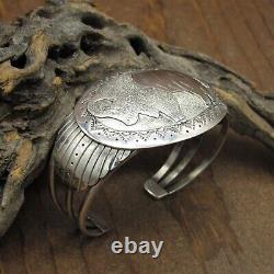 Vintage Sterling Silver Bison Cuff Bracelet by Ricky Reeder