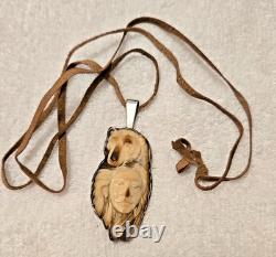 Vintage Sterling Silver Native American Bison Wolf-face Kokopelli Back Necklace