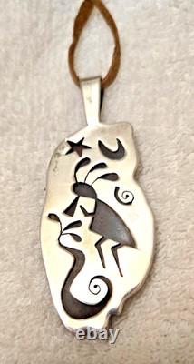 Vintage Sterling Silver Native American Bison Wolf-face Kokopelli Back Necklace