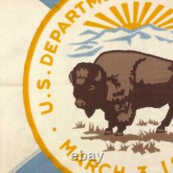 Vintage USA Department of the Interior Flag Buffalo Bison Sewn Cloth American