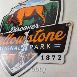 Vintage Yellowstone National Park Porcelain Sign Bison Geyser Shield Sign