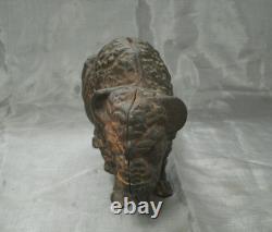 Vtg Buffalo Bison Still Penny Coin Cast Iron Bank Screw 8x5 Original Patina