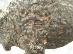 Vtg Buffalo Bison Still Penny Coin Cast Iron Bank Screw 8x5 Original Patina