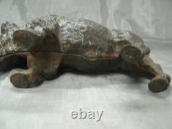 Vtg Buffalo Bison Still Penny Coin Cast Iron Bank Screw 8x5 Original Patina