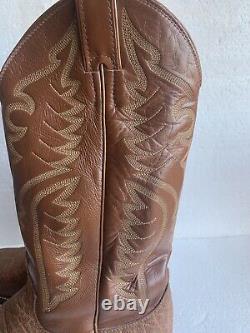 Vtg Justin USA American Buffalo Bison Leather Cowboy Boots Mens Size 9.5D