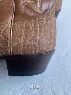 Vtg Justin USA American Buffalo Bison Leather Cowboy Boots Mens Size 9.5D