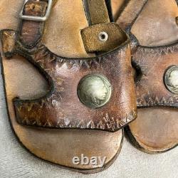 Vtg Native American Indian Artisan Leather 1936 US Buffalo Nickel Bison Handmade
