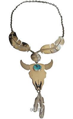 WILL VANDEVER Sterling Silver Turquoise Buffalo Bison with Necklace