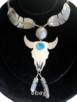 WILL VANDEVER Sterling Silver Turquoise Buffalo Bison with Necklace