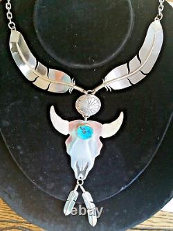 WILL VANDEVER Sterling Silver Turquoise Buffalo Bison with Necklace