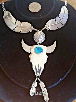 WILL VANDEVER Sterling Silver Turquoise Buffalo Bison with Necklace