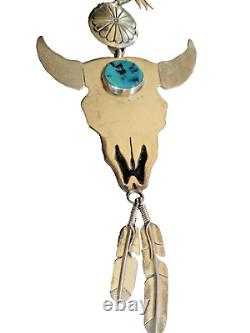 WILL VANDEVER Sterling Silver Turquoise Buffalo Bison with Necklace