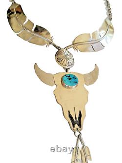 WILL VANDEVER Sterling Silver Turquoise Buffalo Bison with Necklace