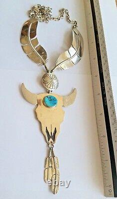 WILL VANDEVER Sterling Silver Turquoise Buffalo Bison with Necklace