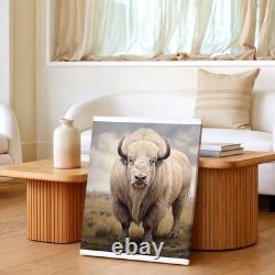Wall Art White Buffalo Canvas Print Rustic Western Bison Animal Decor Poster