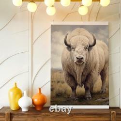 Wall Art White Buffalo Canvas Print Rustic Western Bison Animal Decor Poster